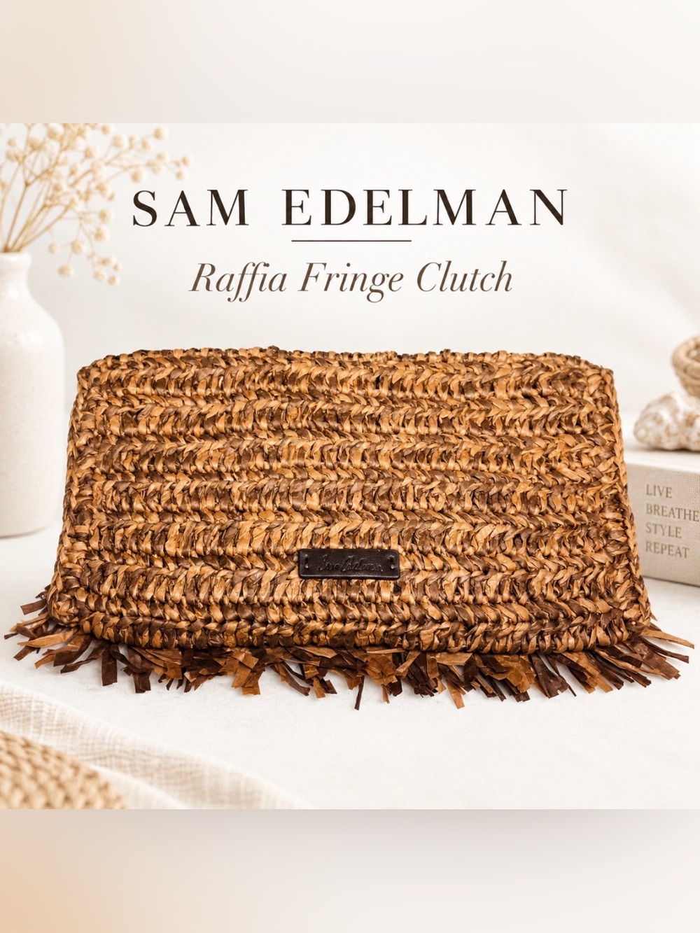 Sam Edelman Raffia Fringe Clutch Crossbody Bag – Brand New With Tags